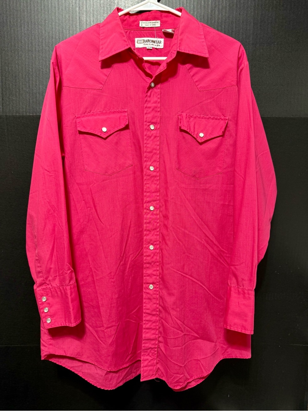 🪎Vintage Corral West Ranchwear Pearl Snap Western Shirt Pink Mens 17-34 L/XL